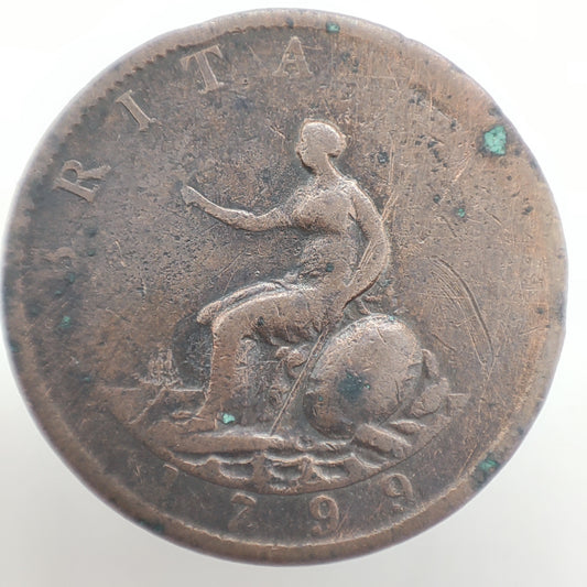 1799 UK 1/2 Penny, George III 3rd Issue