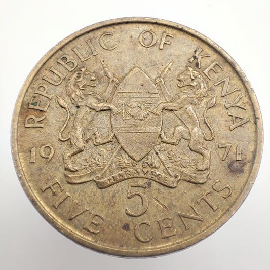 1971 Republic of Kenya 5 Cents (Llantrisant Mint)