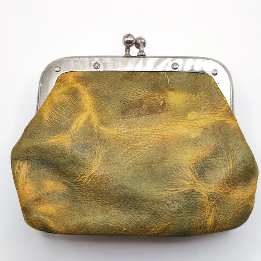 Vintage Leather Kiss Lock Coin Purse
