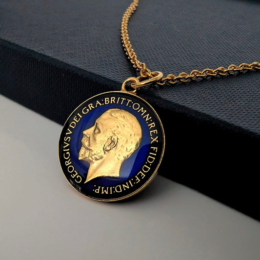 George V Farthing (1920-1936) - Britannia Design - Enamelled Coin Necklace