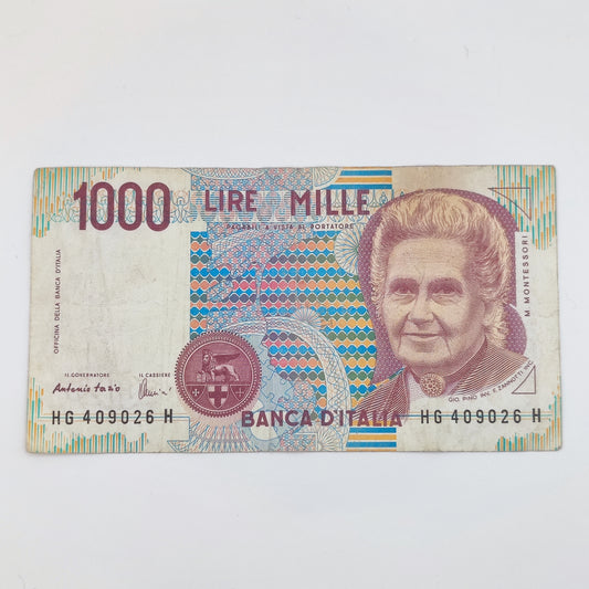 1998 Italy 1000 Lire (Montessori), Fazio & Amici, HG Prefix