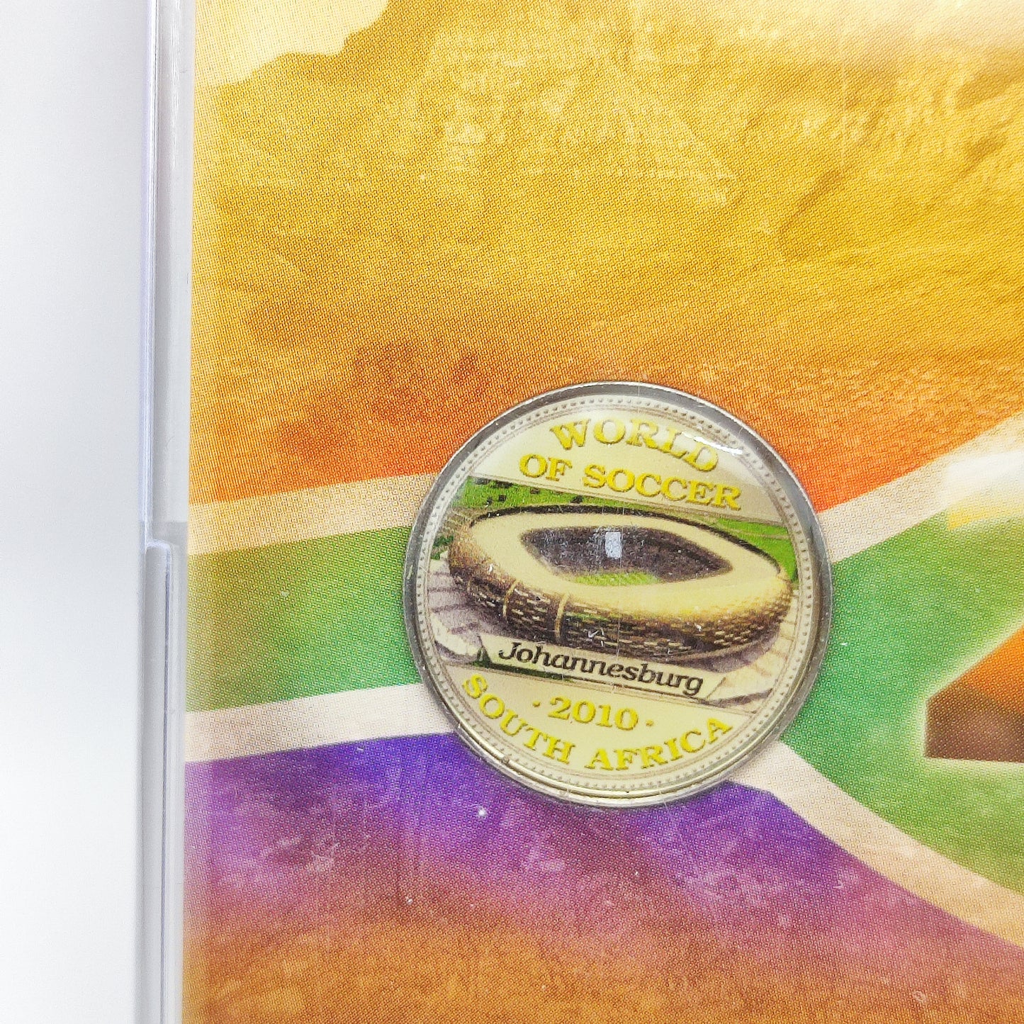 2010 FIFA World Cup, South Africa Enamelled 5 Rand Coin & Medallion In Display Case