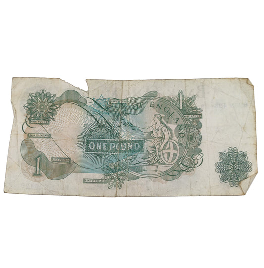 1970-1978 One Pound Note - Elizabeth II, Series C; portrait