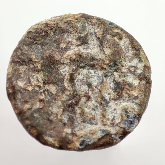 58-12BCE Indo-Scythian Lead Triple Unit, Rajuvula, Lion & Herakles