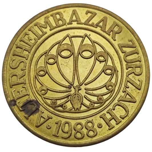 1988 Swiss 1 Taler Bazaar Token, Bad Zurzach, Altersheimbazar