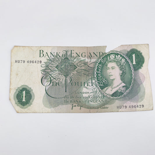 1970-1978 One Pound Note - Elizabeth II, Series C; portrait