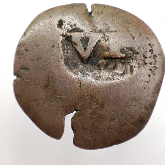 17th c. Spain 6 Maravedis, Countermarked