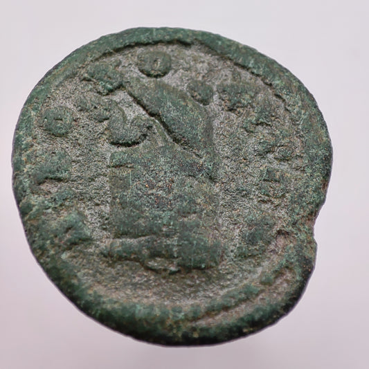 218CE Rome, Diadumenian AE3, Cista Mystica/Cult of Bacchus, Nikopolis Mint