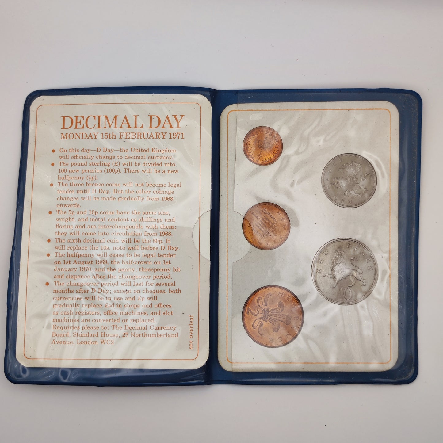 1971 'Britain's First Decimal Coins' Set, 1/2 Penny - 10 Pence