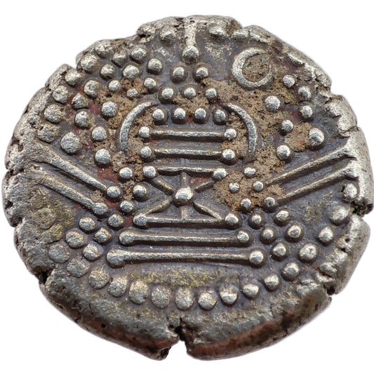 Chalukyas of Gujarat: Silver Gadhaiya Paisa (Drachm) Anonymous Issue c. 1030-1120CE