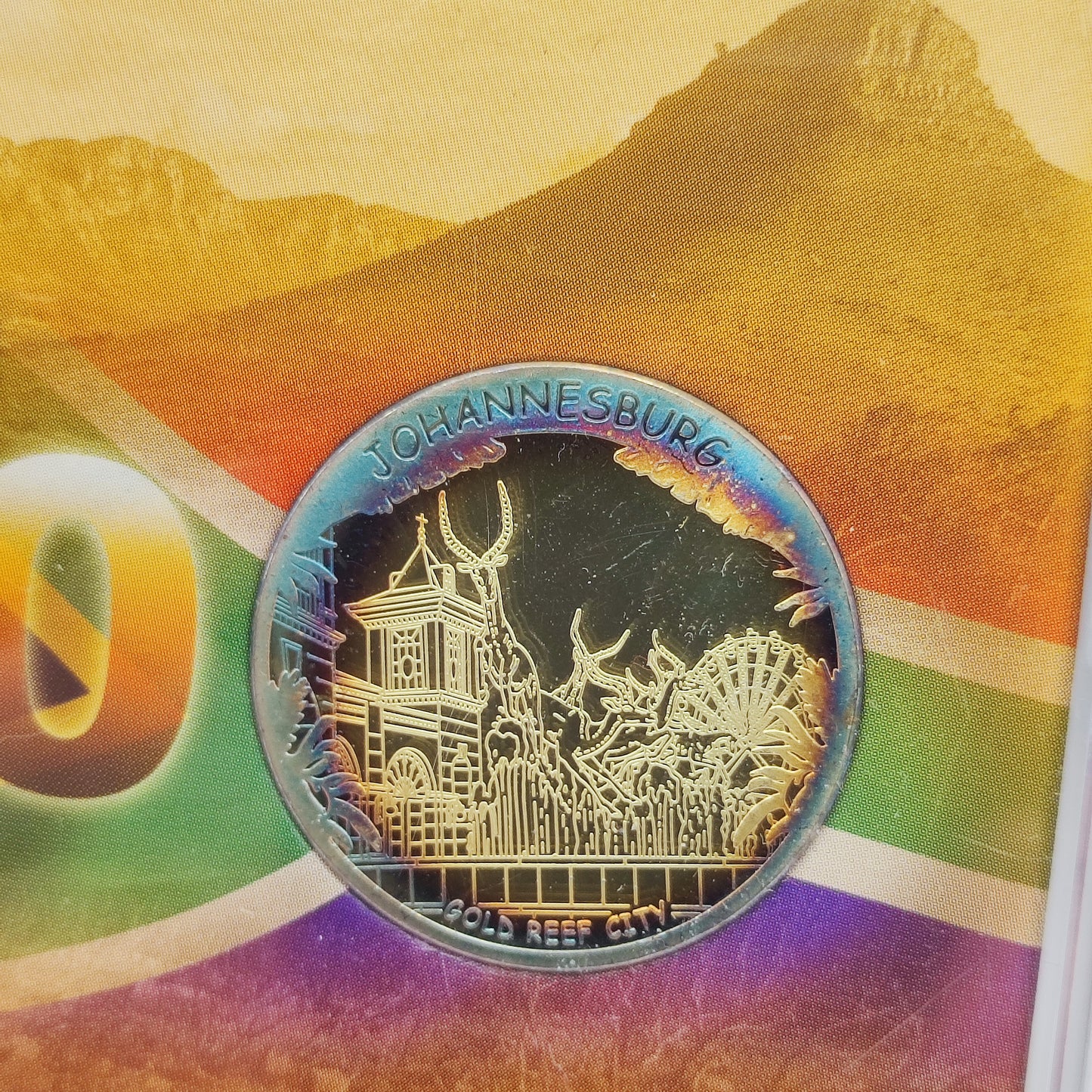 2010 FIFA World Cup, South Africa Enamelled 5 Rand Coin & Medallion In Display Case