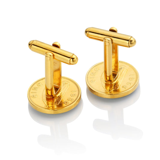 Irish Threepenny - Hare Side - Enamelled Coin Cufflinks