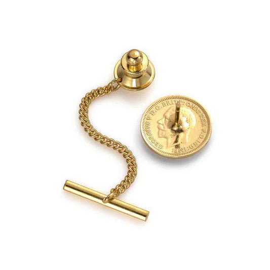 Threepenny (1928-1936)- Acorn Design - Enamelled Coin Tie Pin