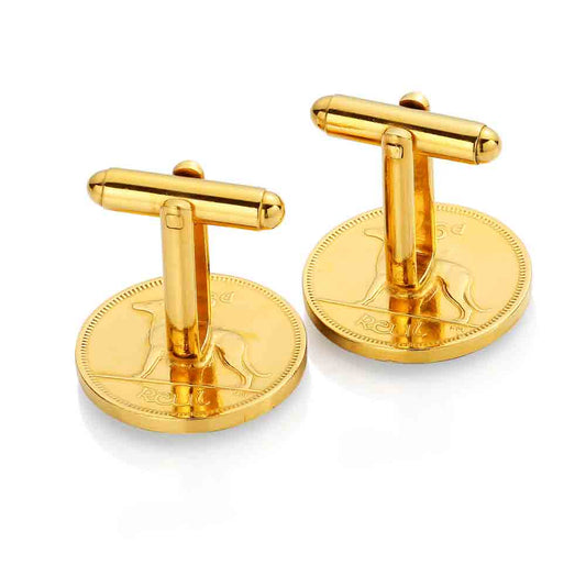 Irish Sixpence - Harp Side - Enamelled Coin Cufflinks