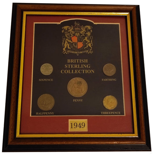 1949 UK British Sterling Collection Framed Coin Set