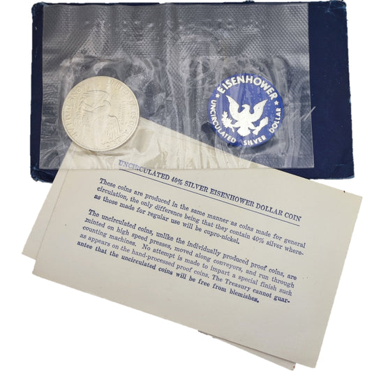 1971 S USA Silver Eisenhower Dollar - Uncirculated in Original Packaging