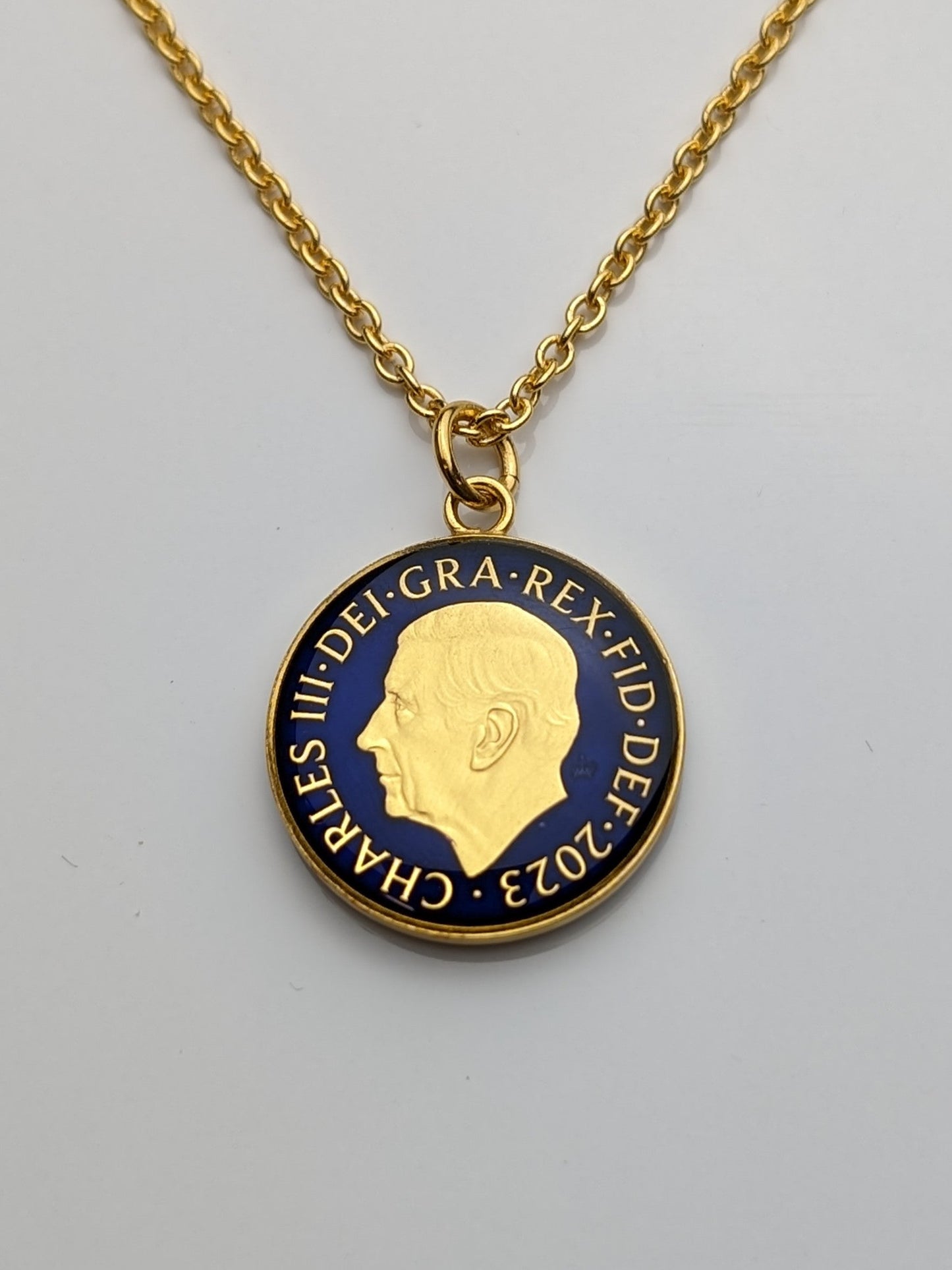 King Charles III One Penny - Enamelled Coin Necklace