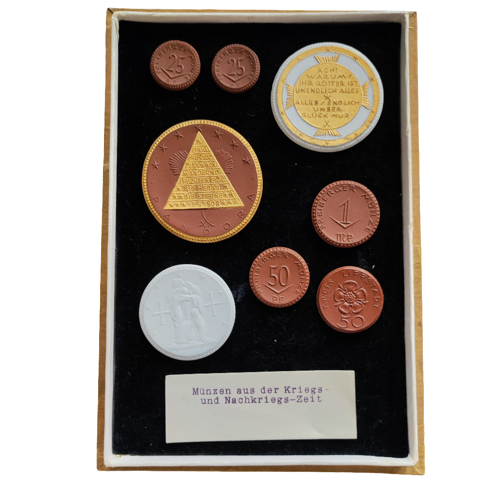 1921-1923 German Porcelain Notgeld & Medallions in Presentation Case, Meißen