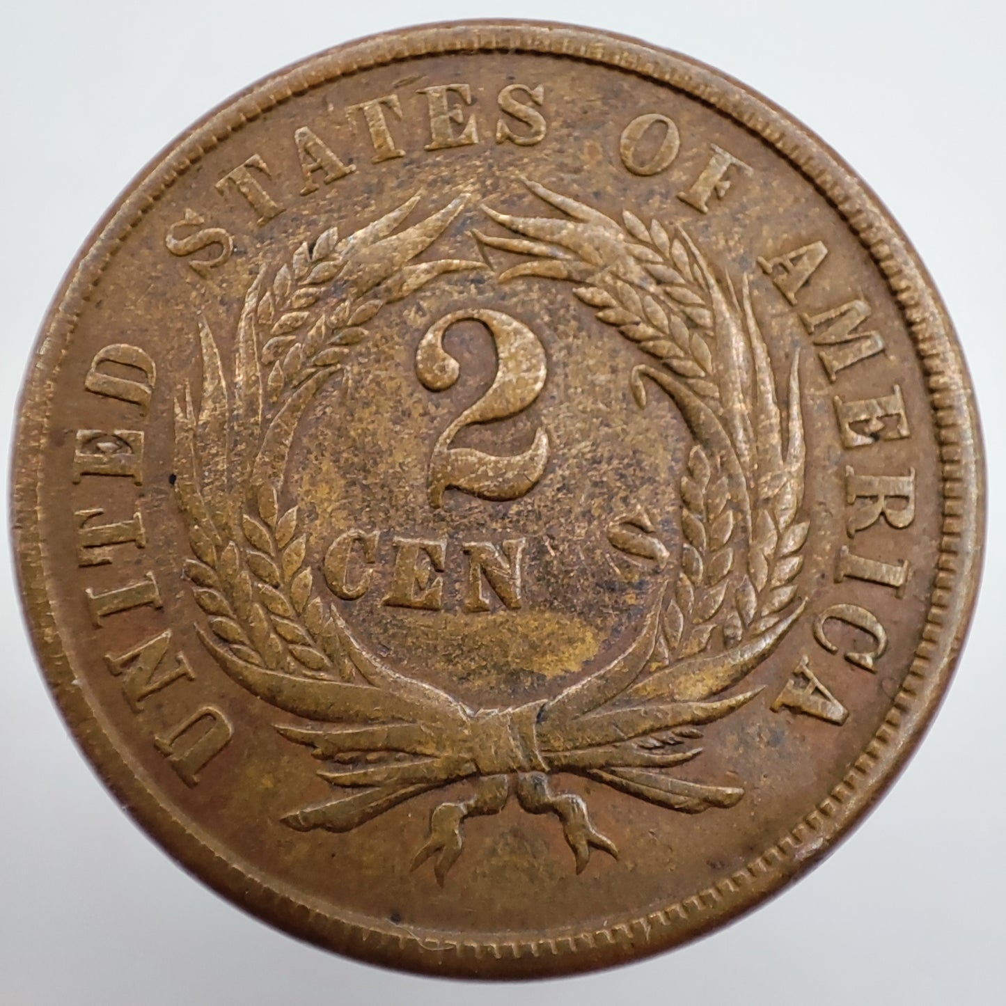 1865 USA 2¢ - Strike-Through Grease Error