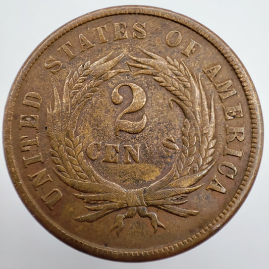 1865 USA 2¢ - Strike-Through Grease Error