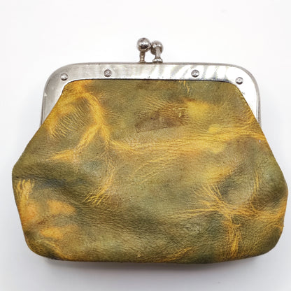 Vintage Leather Kiss Lock Coin Purse