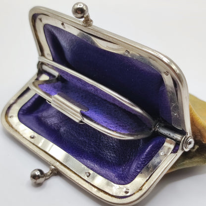 Vintage Leather Kiss Lock Coin Purse