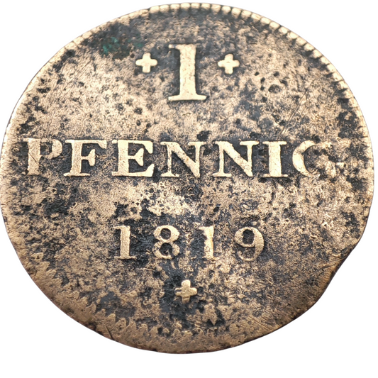 1819 City of Frankfurt, 1 Pfennig 'Judenpfennig'