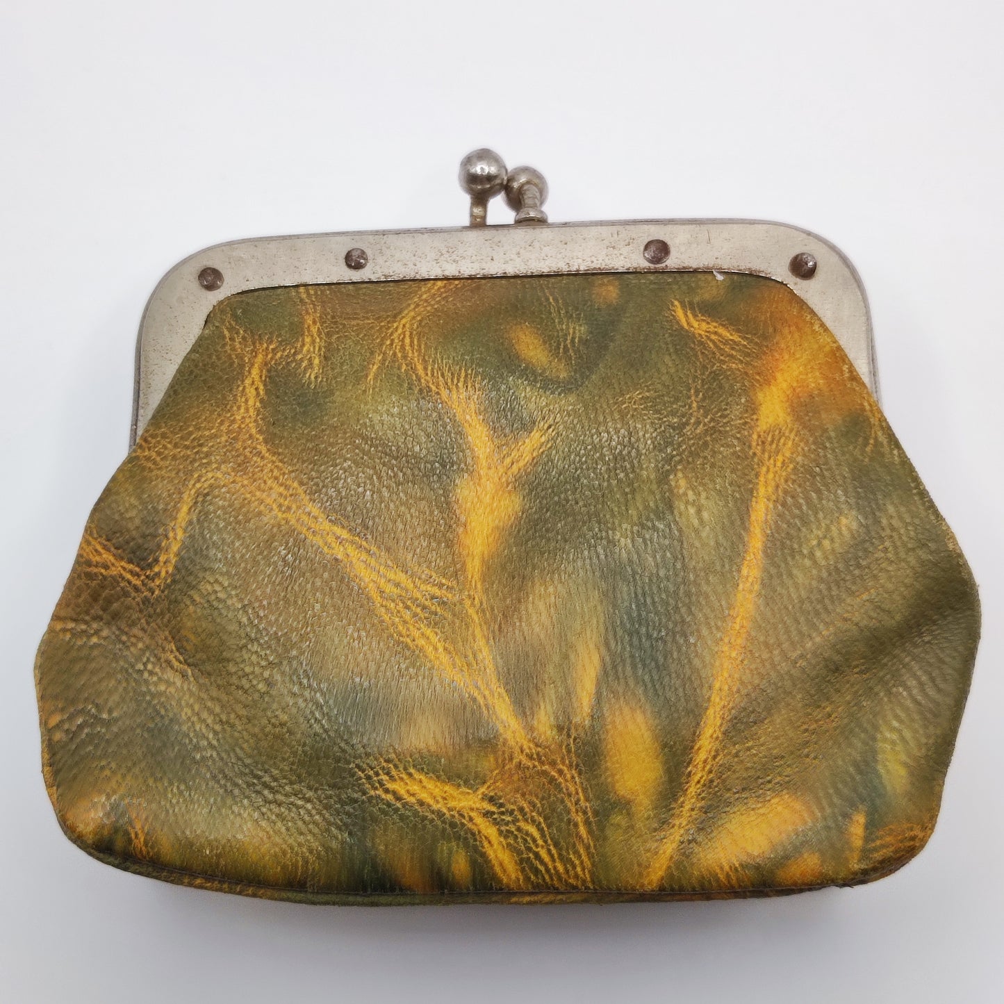 Vintage Leather Kiss Lock Coin Purse