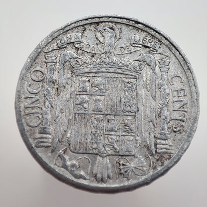 1940 Spain 5 Centimos (Iberian Rider)