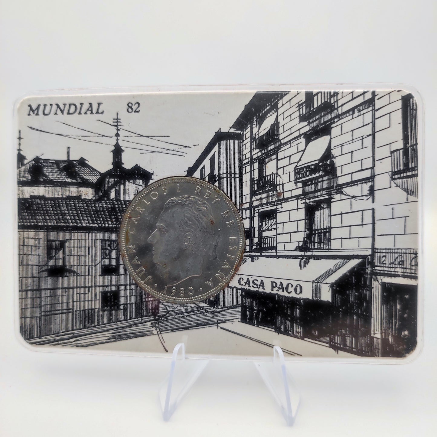 1982 Spain World Cup 100 Pesetas - Restaurante Casa Paco Display Case