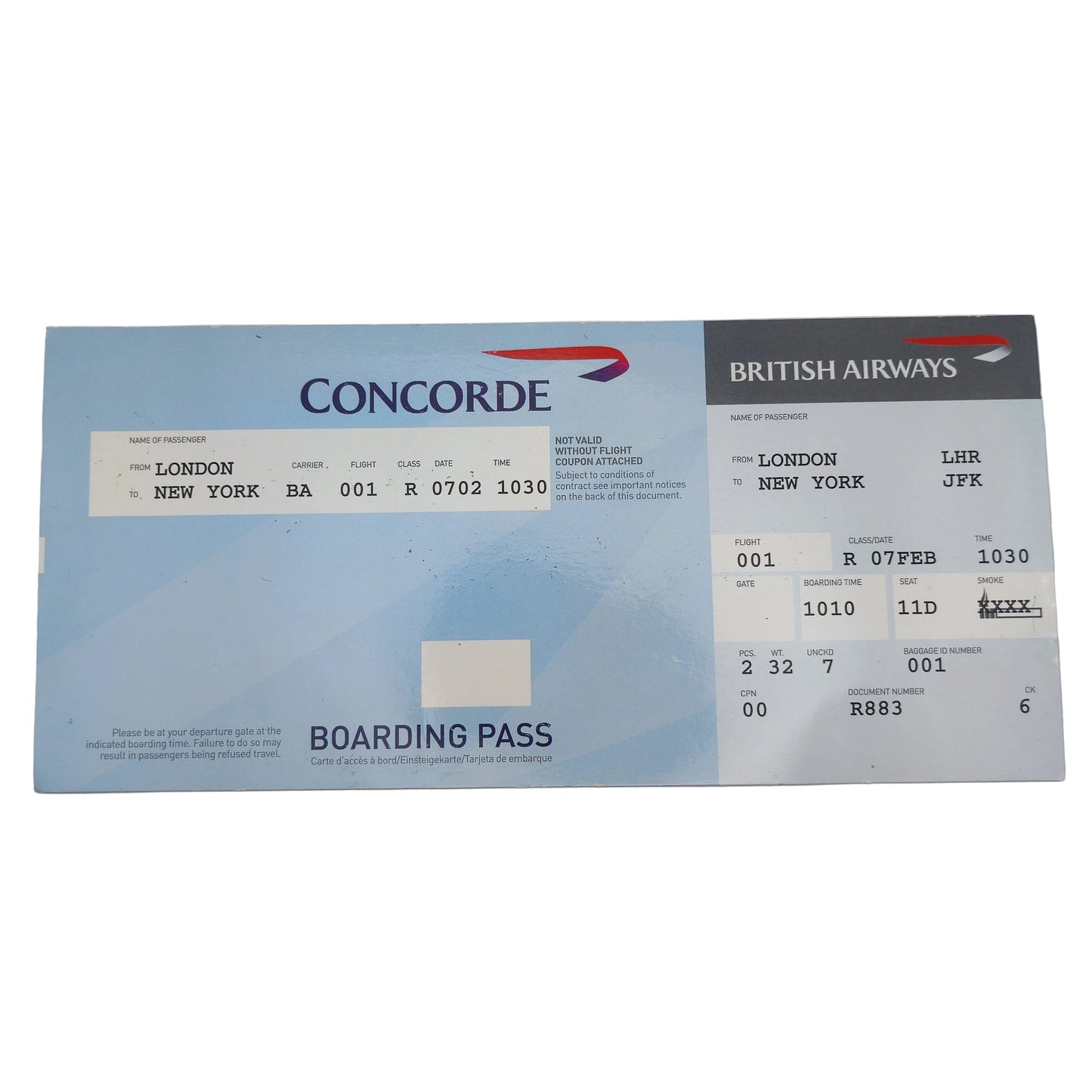 2014 France Adieau au Concorde 70mm Medallion - The First Mission 1976 With Boarding Pass