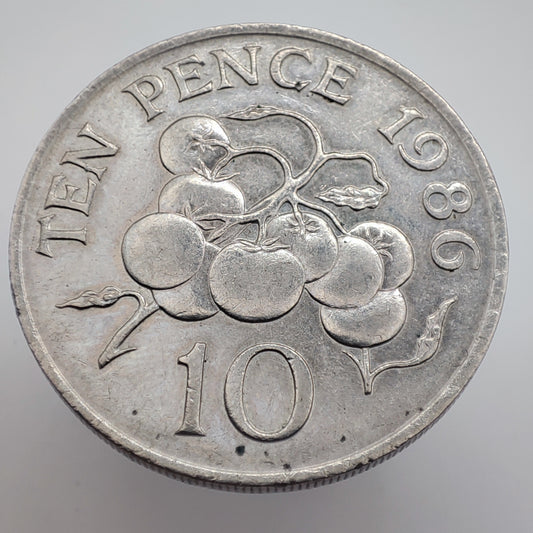 1986 Guernsey 10 Pence - Large Type FAO