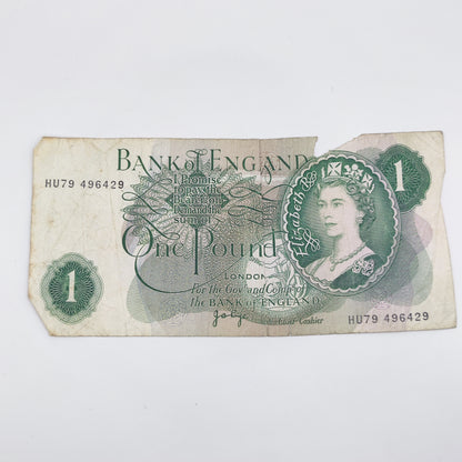 1970-1978 One Pound Note - Elizabeth II, Series C; portrait