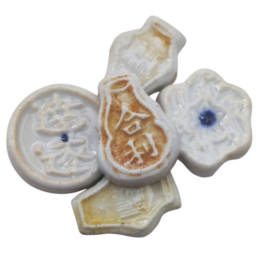 Pile of Ceramic Gaming tokens from 18th Century Siam (Thailand), Thai Gambling tokens