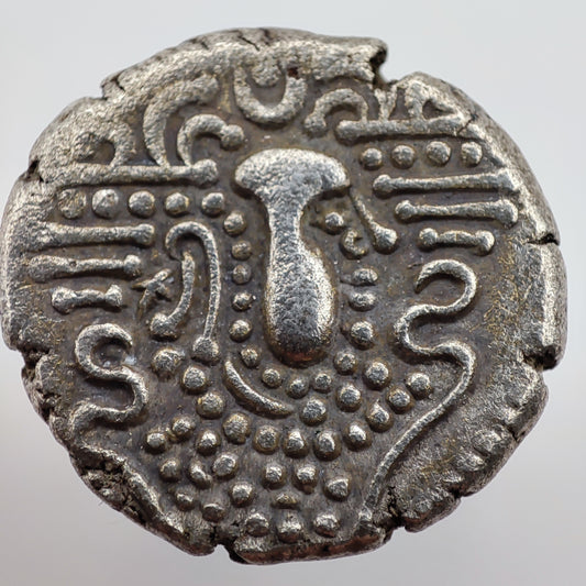 Chalukyas of Gujarat: Silver Gadhaiya Paisa (Drachm) Anonymous Issue c. 1030-1120CE