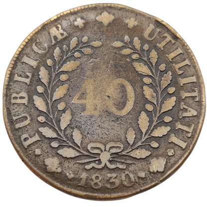 1830 Republic of Portugal Pataco (40 Réis) Large Coin, Miguel I