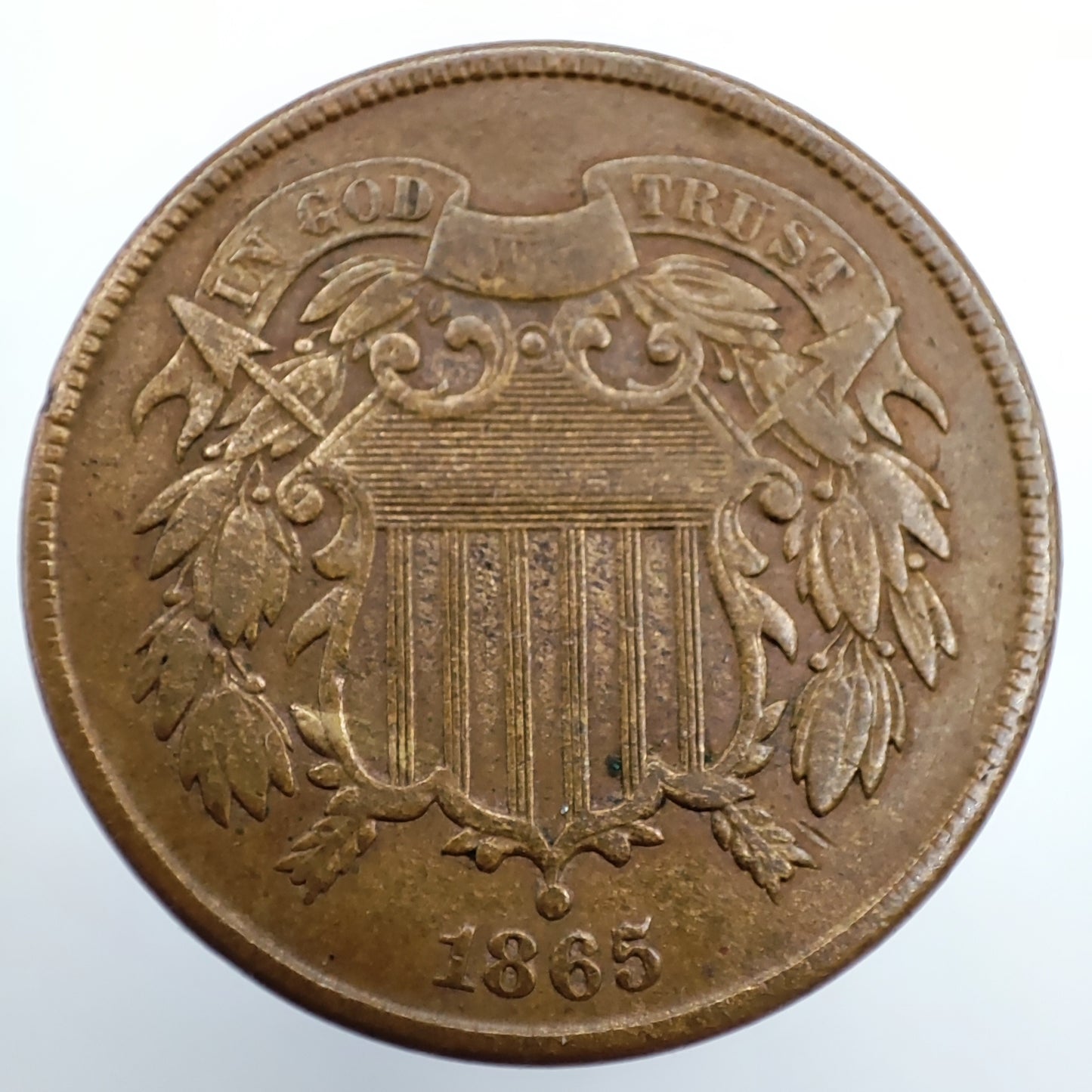 1865 USA 2¢ - Strike-Through Grease Error