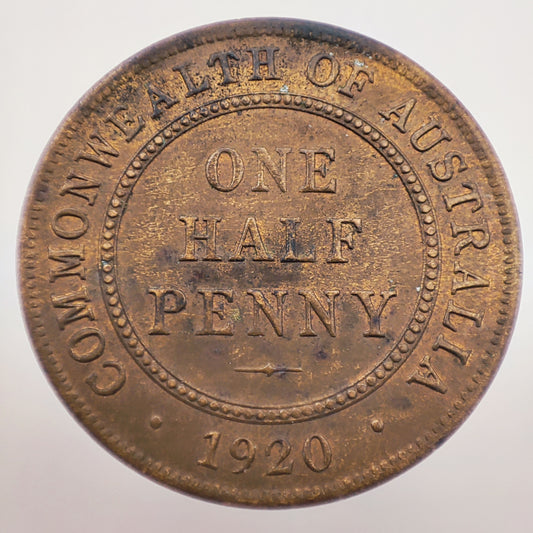 Commonwealth Of Australia 1920 1/2 Penny (Sydney mint)