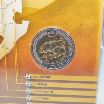 2010 FIFA World Cup, South Africa Enamelled 5 Rand Coin & Medallion In Display Case