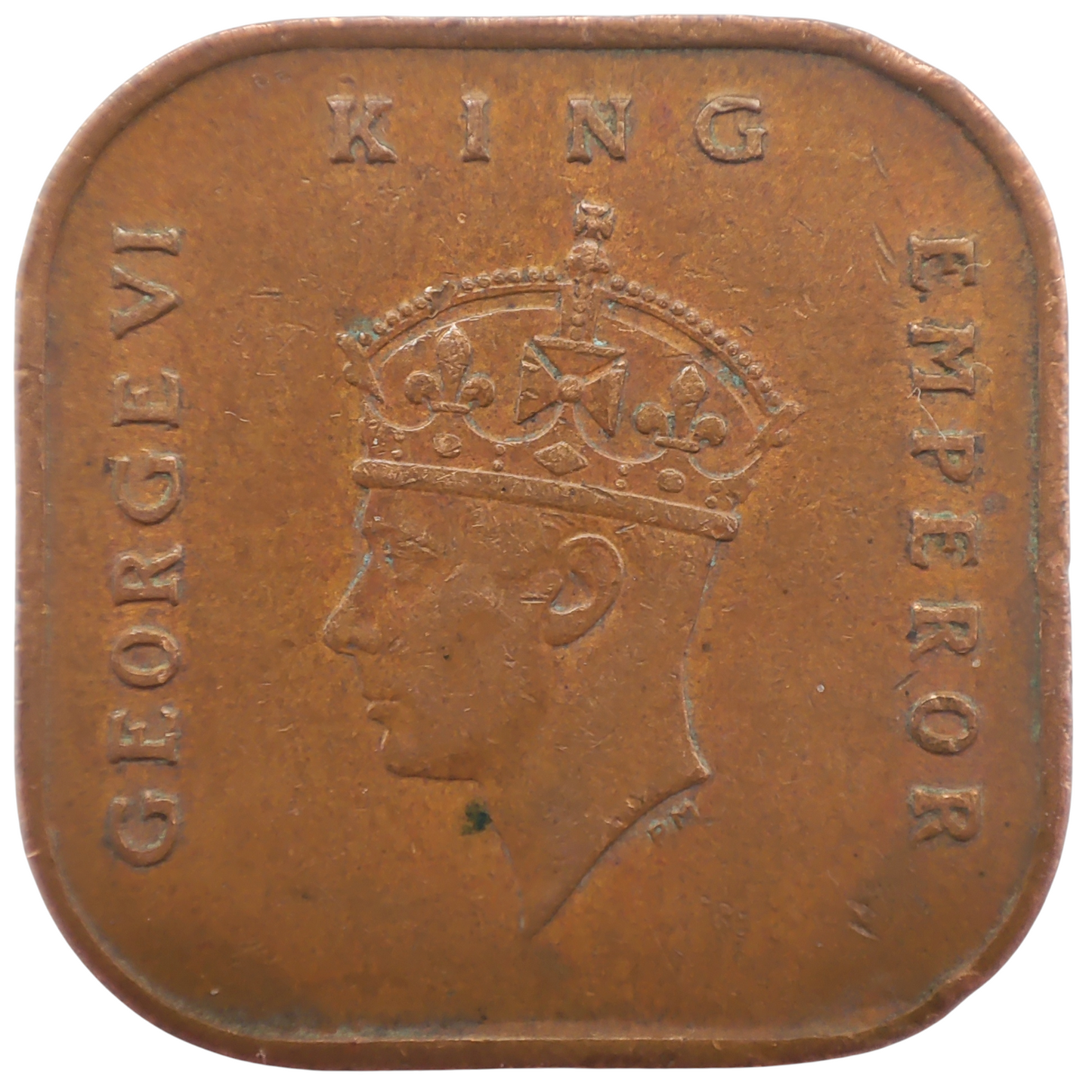 1943 Malaya 1 Cent, George VI King Emperor Commisioners of Currency