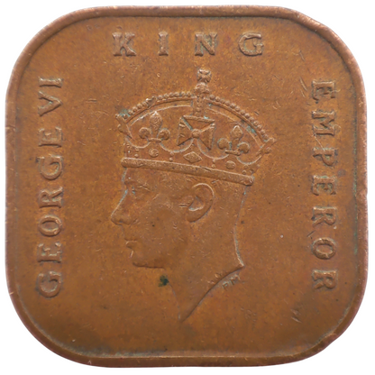 1943 Malaya 1 Cent, George VI King Emperor Commisioners of Currency
