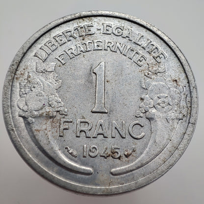 1945 France 1 Franc (Light Type)