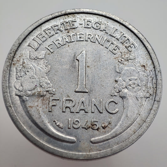 1945 France 1 Franc (Light Type)