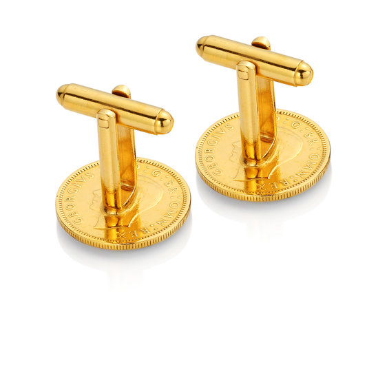George V Sixpence - Enamelled Coin Cufflinks