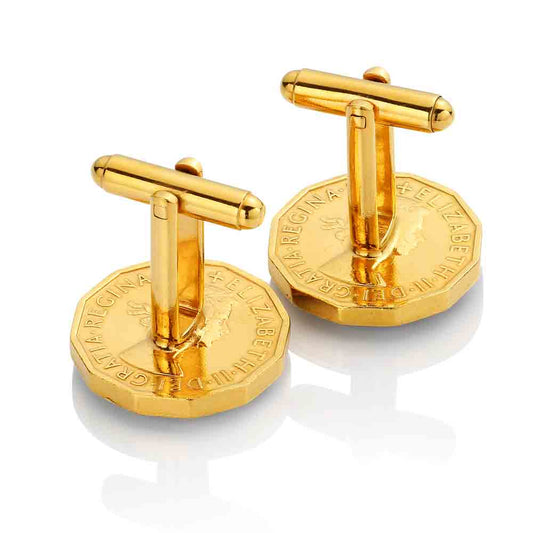 Threepenny (1953-1967) - Port Cullis Design - Enamelled Coin Cufflinks