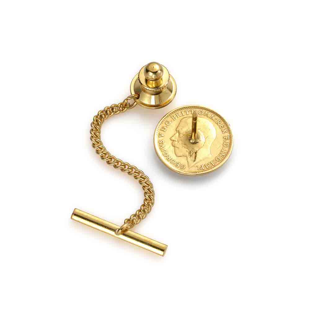 Threepenny - Wreath Design - Enamelled Coin Tie Pin